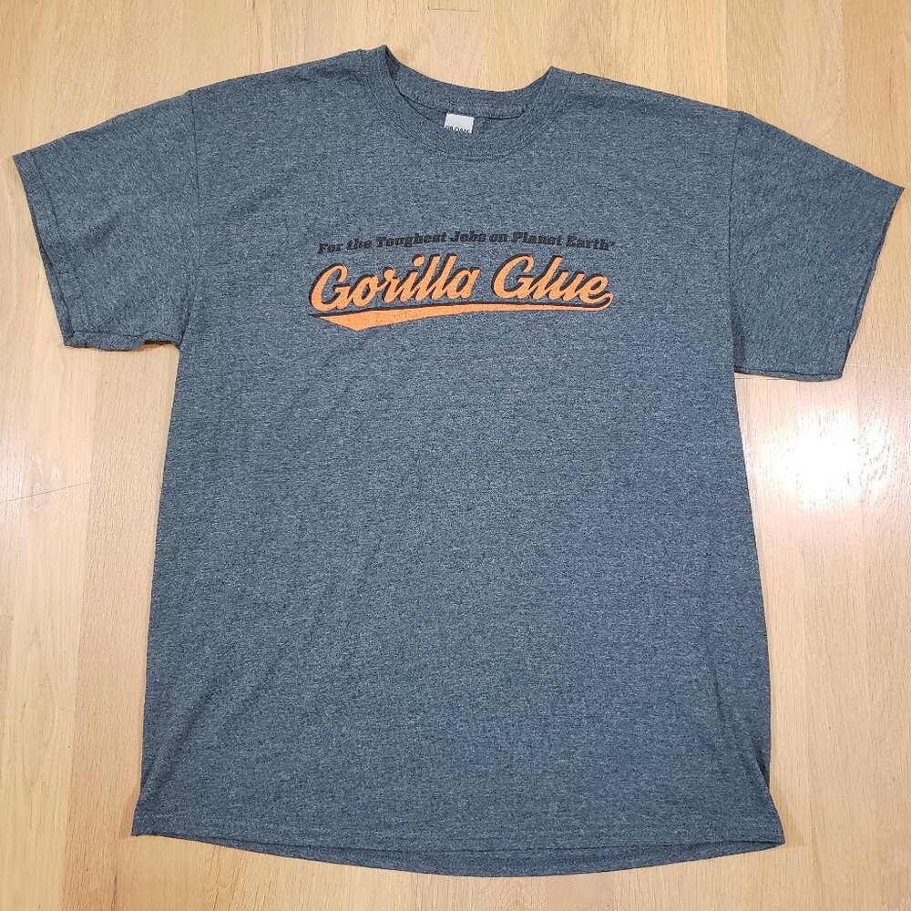 Gorilla Glue T Shirt Mens Large Gray Short Sleeve Graphic Print Gildan Woodwork